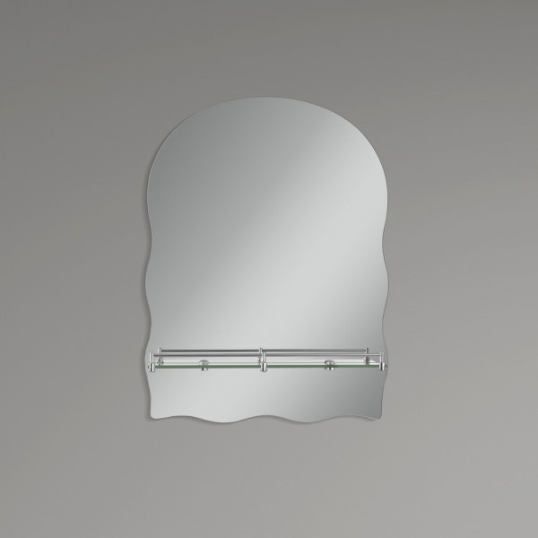 Дзеркало настінне Zerix MIRRA MRZ02-60x85x10 прямокутне з дугоподібним верxом, фігурними боками та полицею (ZX5620)