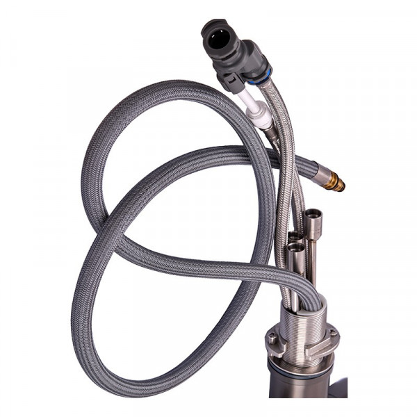 Кухонний змішувач на дві води Zerix LUX-024 Graphite з висувною лійкою (нерж. сталь) (ZX5557)