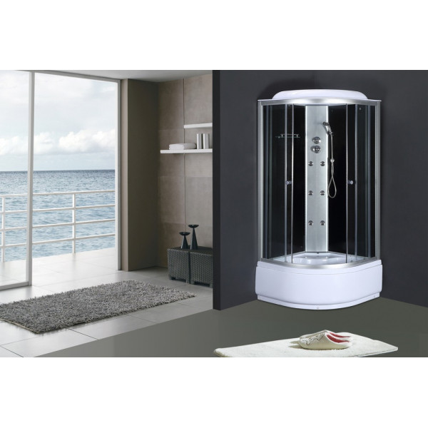 Бокс душовий з гідромасажем Mixxus STRONG SBH01-90x90x215-GR SATIN з високим піддоном (MI6889)