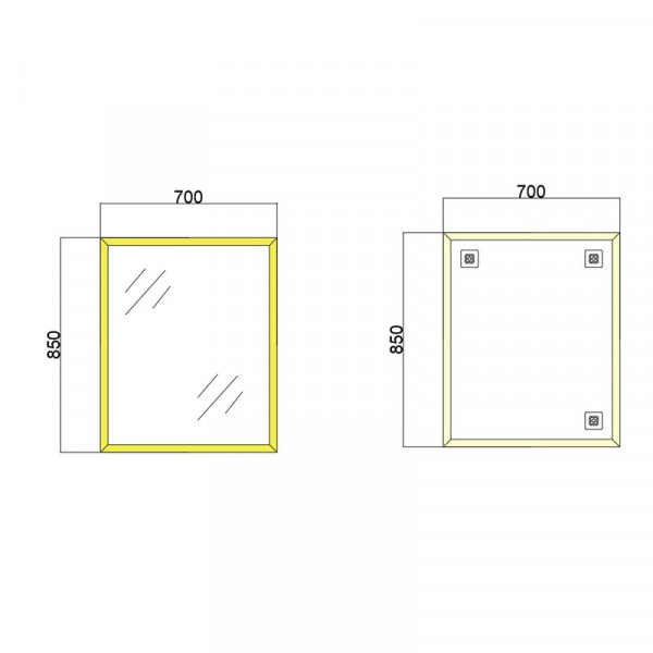 Дзеркало настінне Zerix FONTE MRZ09-70x85-Reverse GOLD прямокутне в золотій рамі (ZX5639)