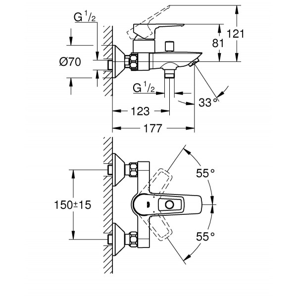 Набір змішувачів для ванни 3в1 Grohe BauLoop (UA123215M1)