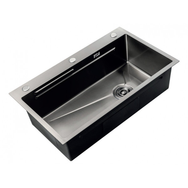 Мийка Zerix ZH6845-SET-05 NANO-BLACK (3.0/0.8) з нерж. сталі, комплект (графіт) (ZM5579)