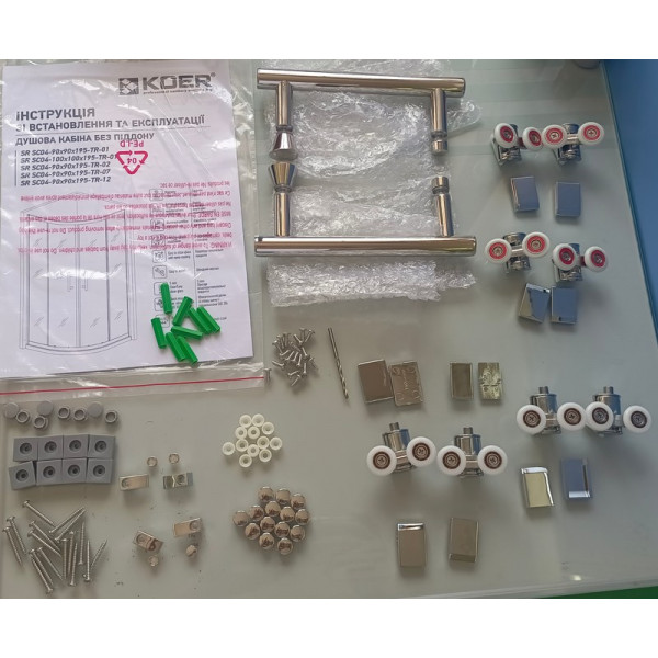 Душова кабіна без піддону Koer SR SC04-100x100x195-TR-01 прозоре скло Easy Clean 5мм, хром (KR5361)