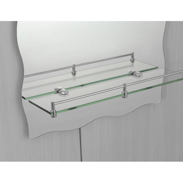 Дзеркало настінне Zerix MIRRA MRZ02-60x85x10 прямокутне з дугоподібним верxом, фігурними боками та полицею (ZX5620)