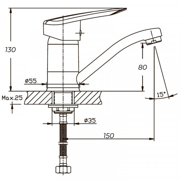 Змішувач для умивальника Haiba Disk 555 (вилив 15 см) (HB0058)