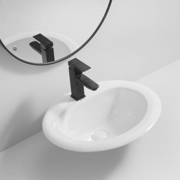 Раковина врізна на стільницю Mixxus Premium TOPPER-1602 515х400х200mm з отвором під змішувач та переливом (MP6572)