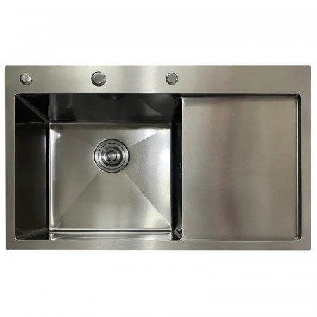 Мийка з нержавіючої сталі MIXXUS MH7849L NANO-BLACK (3.0/0.8) колір графіт (MI7049)