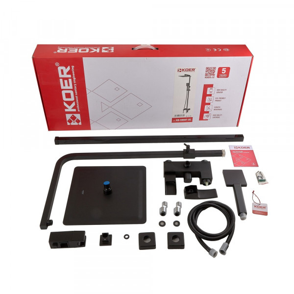 Душова колона із змішувачем водоспад Koer KB-58007-05 (Колір чорний) (KR3463)