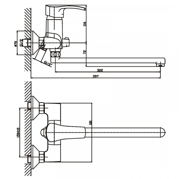 Змішувач для ванни Haiba Focus 006 матовий (HB0119)