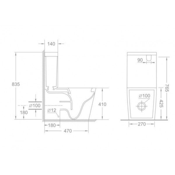 Бачок до унітазу-компакту Mixxus Bevel-0403-T3 Tank 640х360х835 зі зливною арматурою (MI8322)