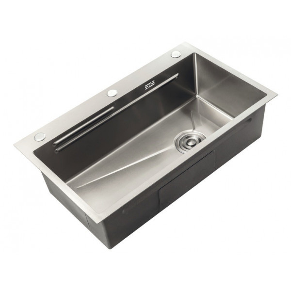 Мийка Zerix ZH6845-SET-05 Decor Nano-Silver (3.0/0.8) з нерж. сталі комплект (нержавійка) (ZM5589)