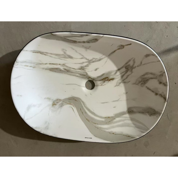 Раковина накладна MIXXUS PREMIUM ELLIPSE-0105 MARBLE-BLACK 600х400х150mm (MP6565)