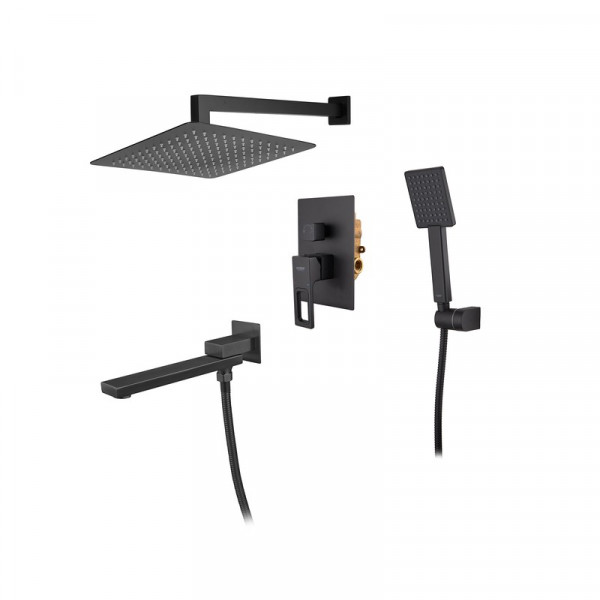 Вбудована душова система із змішувачем Koer KB-66009-05 (Колір чорний) (KR3509)