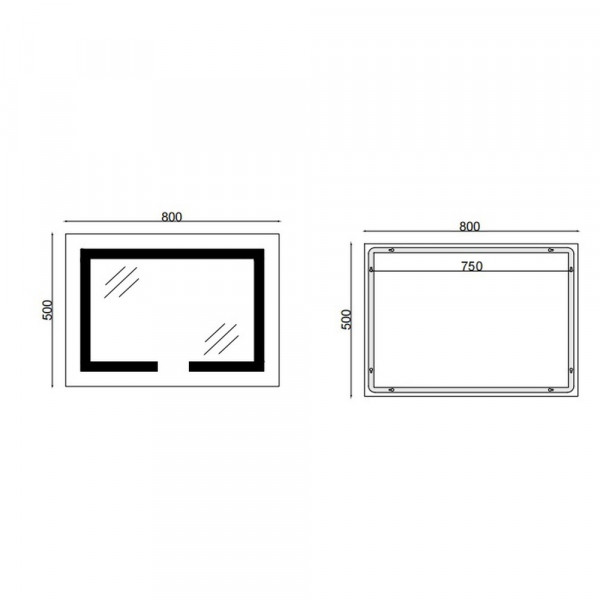 Дзеркало Mixxus HARD MR07-80x50 з Led Touch, Anti-fog, димером, регулятором яскравості (MI6658)