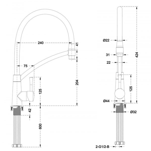 Змішувач для кухні Mixxus Premium ROSSI 017 GRAPHITE (MI6829)
