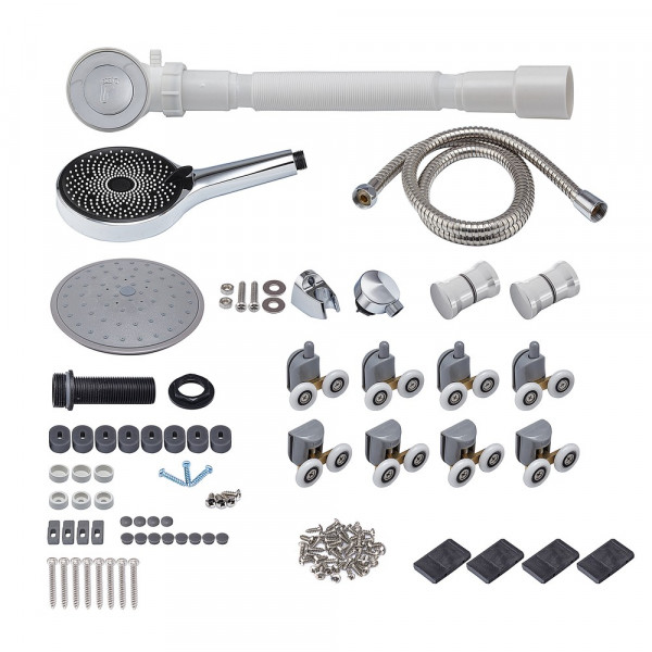 Бокс душовий без гідромасажу Mixxus STRONG SB02-90x90x215-FB SATIN з низьким піддоном (MI6886)