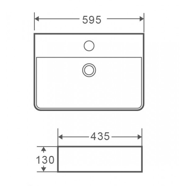 Раковина підвісна-накладна MIXXUS PREMIUM QUADRO-0202 600х440х120mm (отвір під змішувач, перелив) (MP6479)