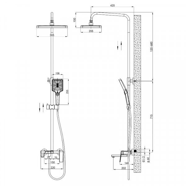 Душова колона зі змішувачем Mixxus Premium Ares 009-J (MI8260)