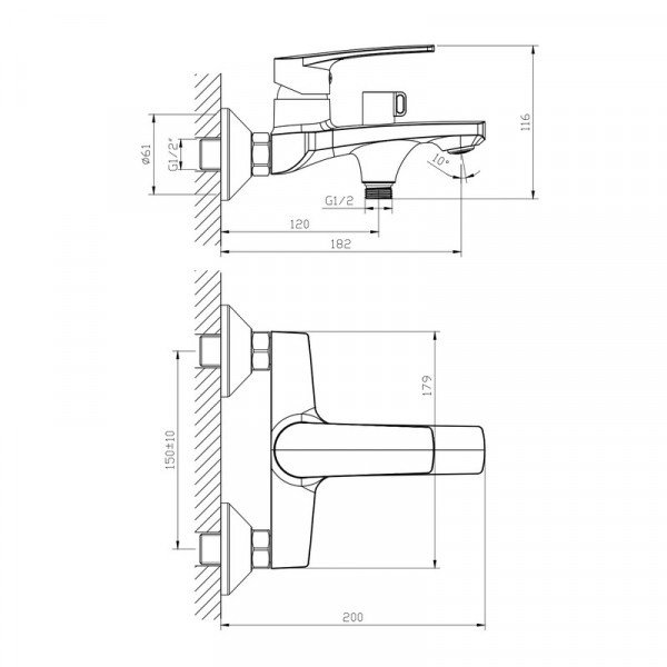 Змішувач для ванни Haiba Troya 009 Euro (HB9661)