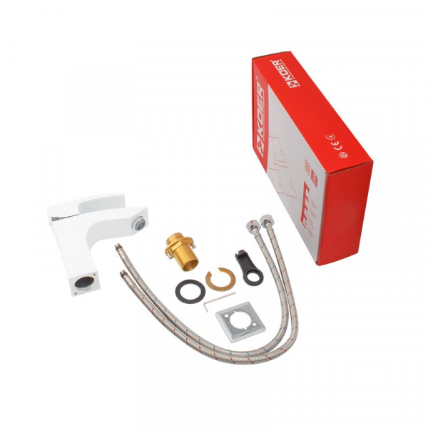 Змішувач для умивальника Koer KB-10007-04 (Колір хром+білий) (KR5149)