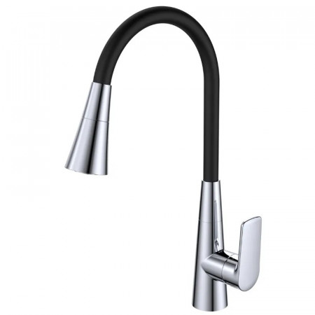 Змішувач для кухні Mixxus Premium Matis 011-T (NUT) Refl.Black (Колір хром+силік.вилив чорний) (MI8266)