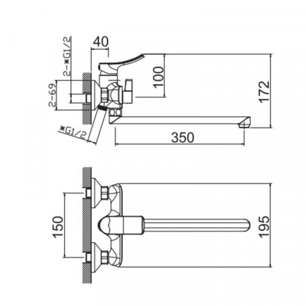 Змішувач для ванни HAIBA BOLERO 006 EURO (HB9577)