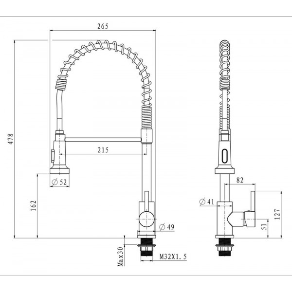 Змішувач для кухні з виливом пружина Mixxus Premium SPRING 017 GRAPHITE (MI6952)