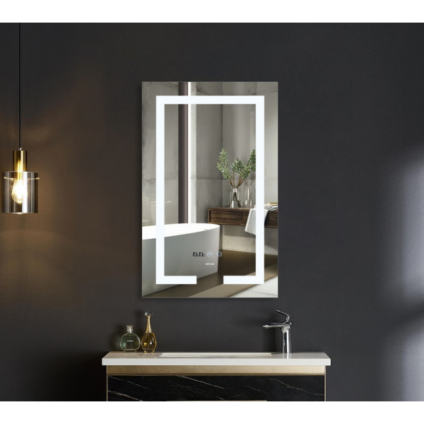 Дзеркало Mixxus HARD MR06-50x80 з Led Touch, Anti-fog, димером, регулятором яскравості, годинником (MI6011)