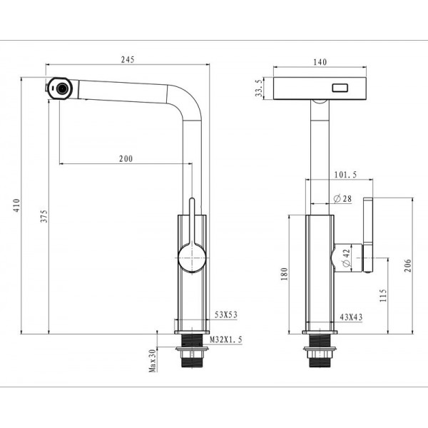 Змішувач для кухні з висувним виливом Mixxus Premium HAMMER 014 GRAPHITE (MI6955)