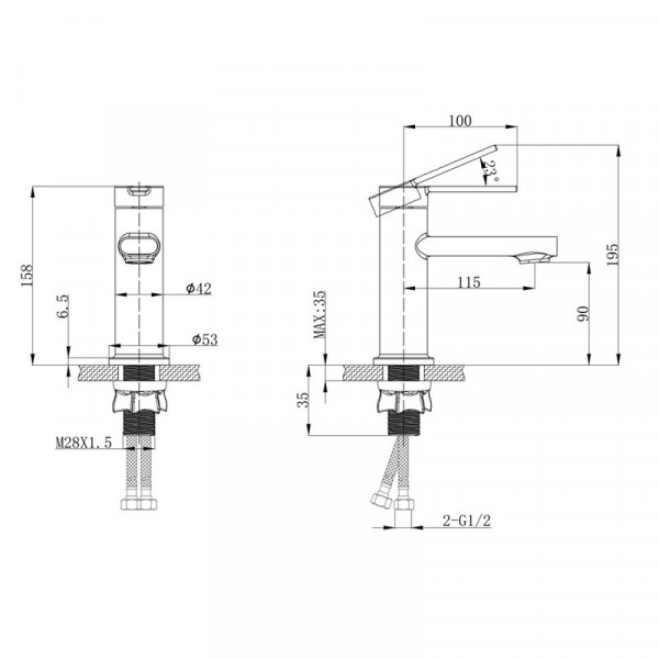 Змішувач для умивальника Mixxus Lord 001 Nut Graphite (Колір графіт) (MI7137)