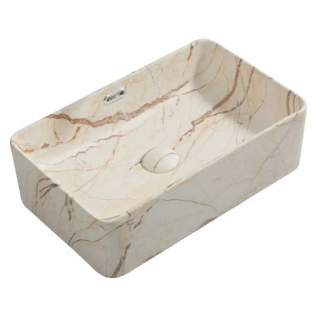 Раковина накладна Mixxus Premium QUADRO-0208 MARBLE 480х315х140mm з переливом (MP6518)