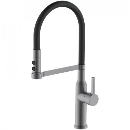 Змішувач для кухні MIXXUS PREMIUM PULL 017 GRAPHITE REFL.BLACK (Кол.графіт+силік.вилив чор.) (MI8278)