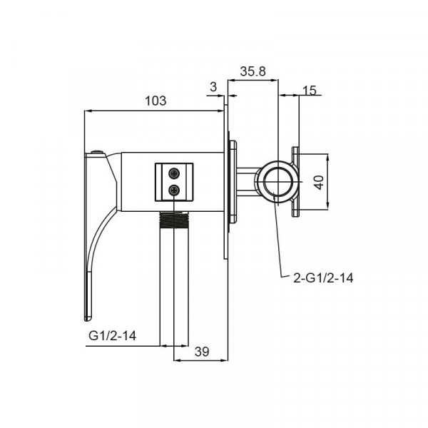 Змішувач для гігієнічного душу Koer KB-23010-05 (Колір чорний) (KR3497)