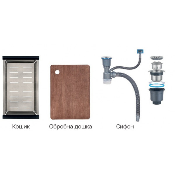 Мийка Zerix ZH6845-SET-05 Decor Nano-Silver (3.0/0.8) з нерж. сталі комплект (нержавійка) (ZM5589)