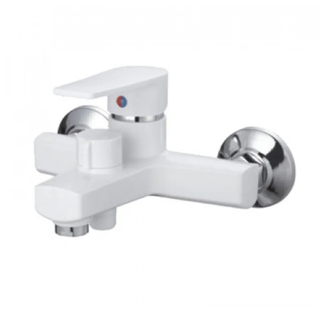 PLAMIX OSCAR-009 EURO SET WHITE Змішувач для ванни(зі шлангом,лійкою та кроншт.)(Кол.білий)(24шт/ящ)