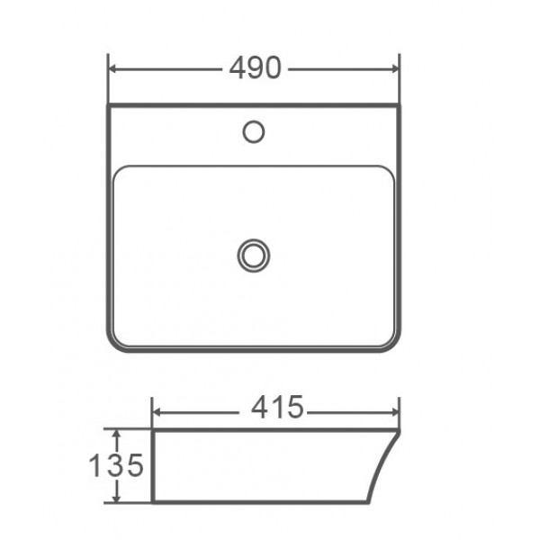 Умивальник накладний керамічний Mixxus Premium Bevel-0201 з переливом 485x410x125mm (MP6480)
