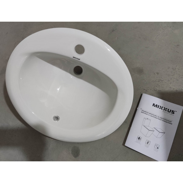 Раковина врізна на стільницю Mixxus Premium TOPPER-1602 515х400х200mm з отвором під змішувач та переливом (MP6572)