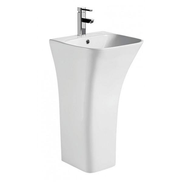 Раковина моноблок Mixxus BEVEL-1101 з отвором під змішувач та переливом 450х435х835mm (MI6697)