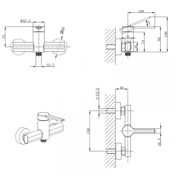 Змішувач для гігієнічного душу Mixxus Lord 024 з лійкою (MI7135)