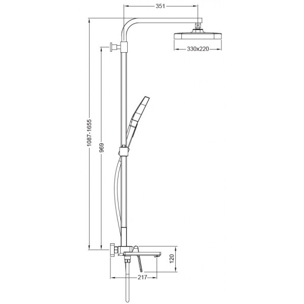 Душова колона зі змішувачем Koer KB-56031-07, 3 функції (KR5440)