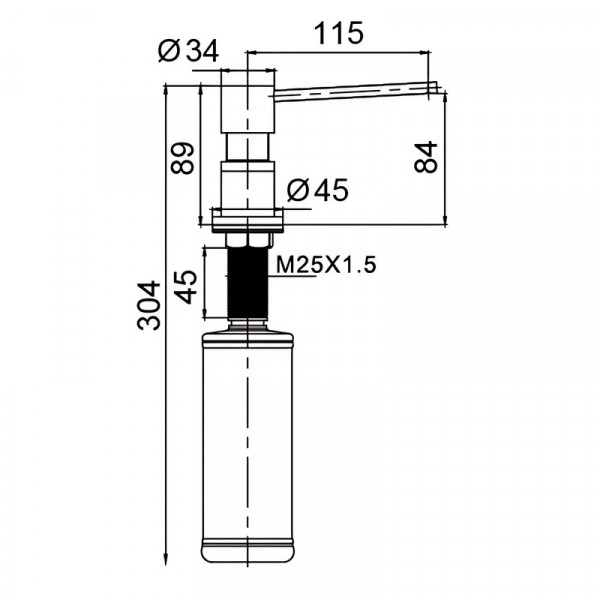 Дозатор для мийного засобу врізний Koer SDB-01-07 300 мл (колір графіт) (KR5627)