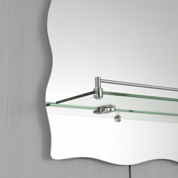 Дзеркало настінне Zerix MIRRA MRZ02-60x85x10 прямокутне з дугоподібним верxом, фігурними боками та полицею (ZX5620)