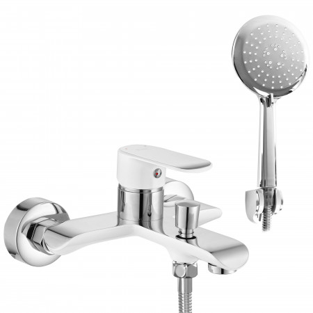 Змішувач для ванни та душу REA BLOOM WHITE CHROME настінний з виливом *