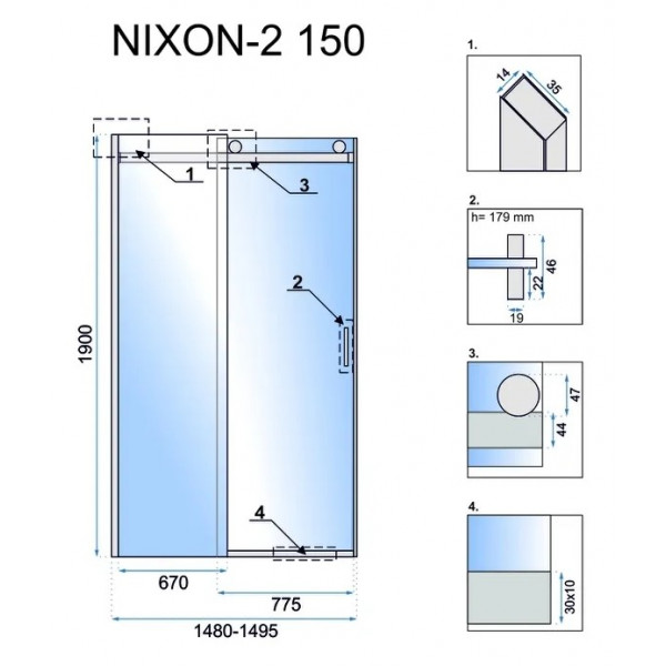 Душові двері REA NIXON-2 150 P CHROME