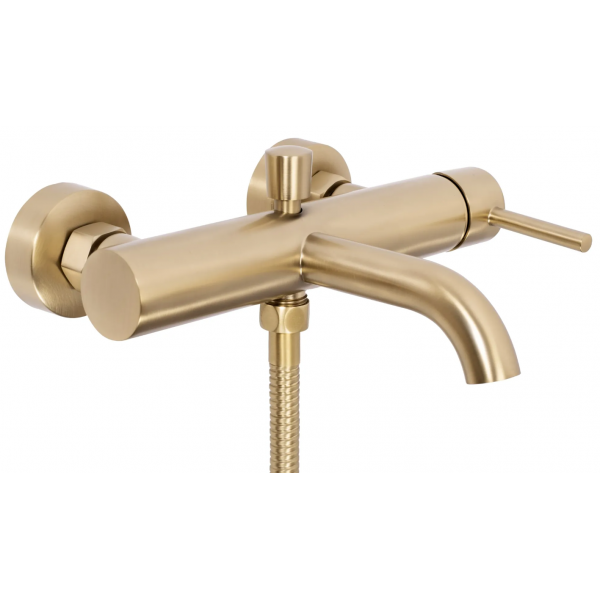 Змішувач для ванни та душу REA LUNGO BRUSHED GOLD настінний з виливом