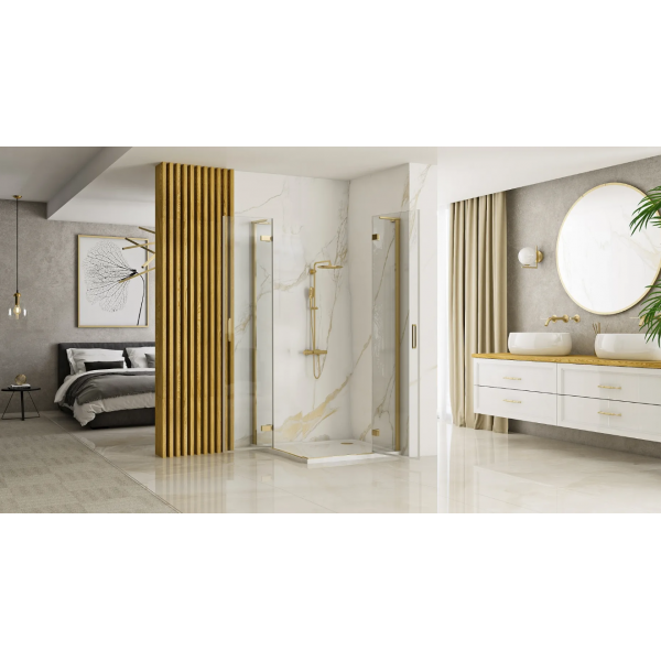 Душова кабіна REA HUGO 90х90 BRUSHED GOLD подвійна