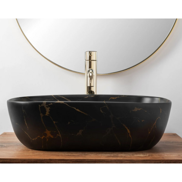 Умивальник (раковина) REA BELINDA BLACK MARBLE MATТ накладний