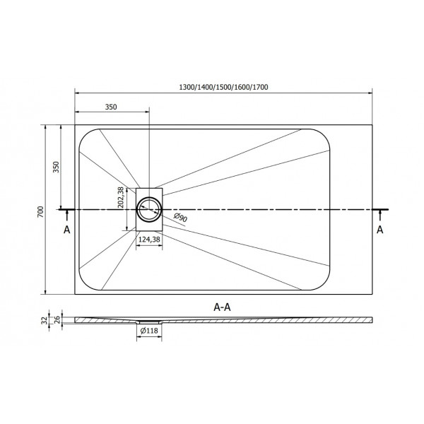Душовий піддон MEXEN HUGO 160x70 BLACK
