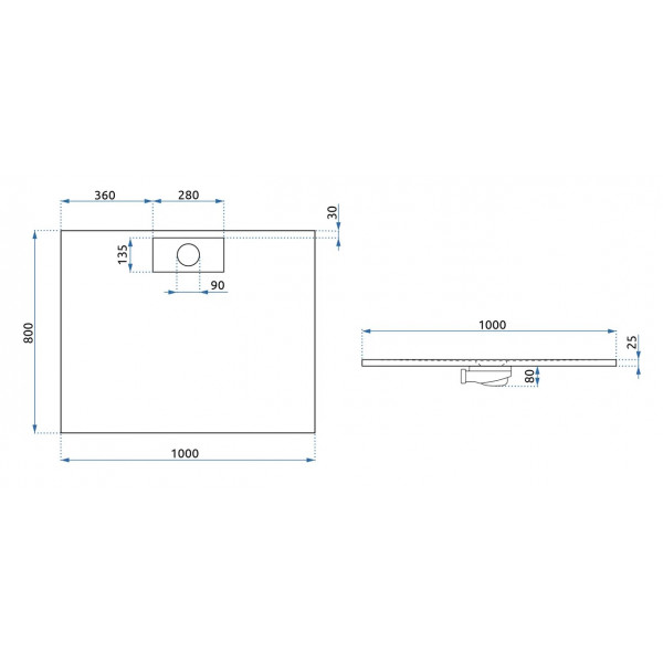 Душовий піддон REA BAZALT 80x100 LONG WHITE