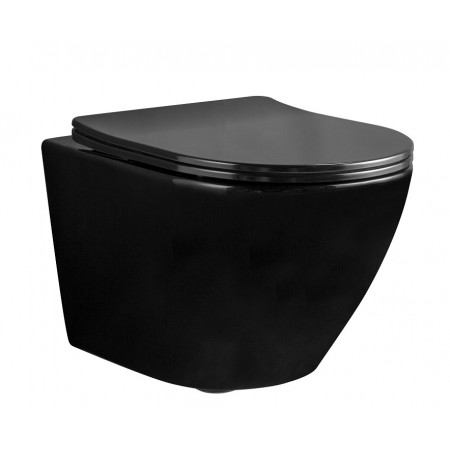 Підвісний унітаз REA CARLO MINI RIMLESS FLAT BLACK чорний